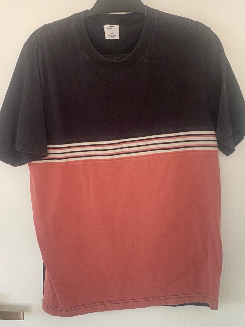 Urban Outfitters Black & Coral Colorblock Stripe Tee